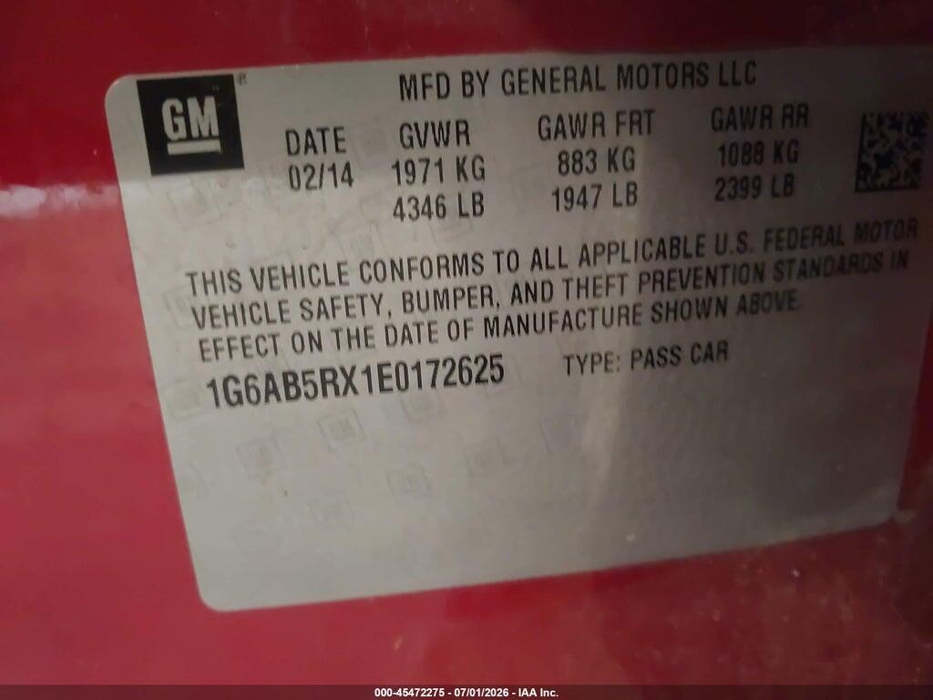 1G6AB5RX1E0172625 2014 CADILLAC ATS photo no. 9