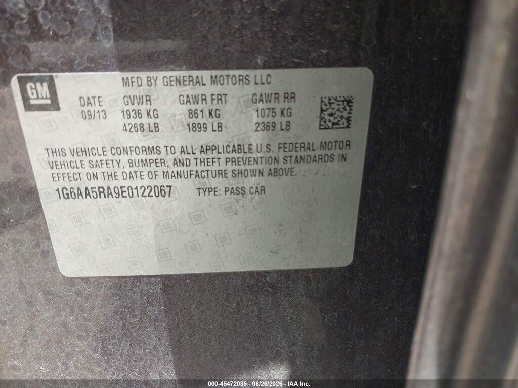 1G6AA5RA9E0122067 2014 CADILLAC ATS photo no. 9