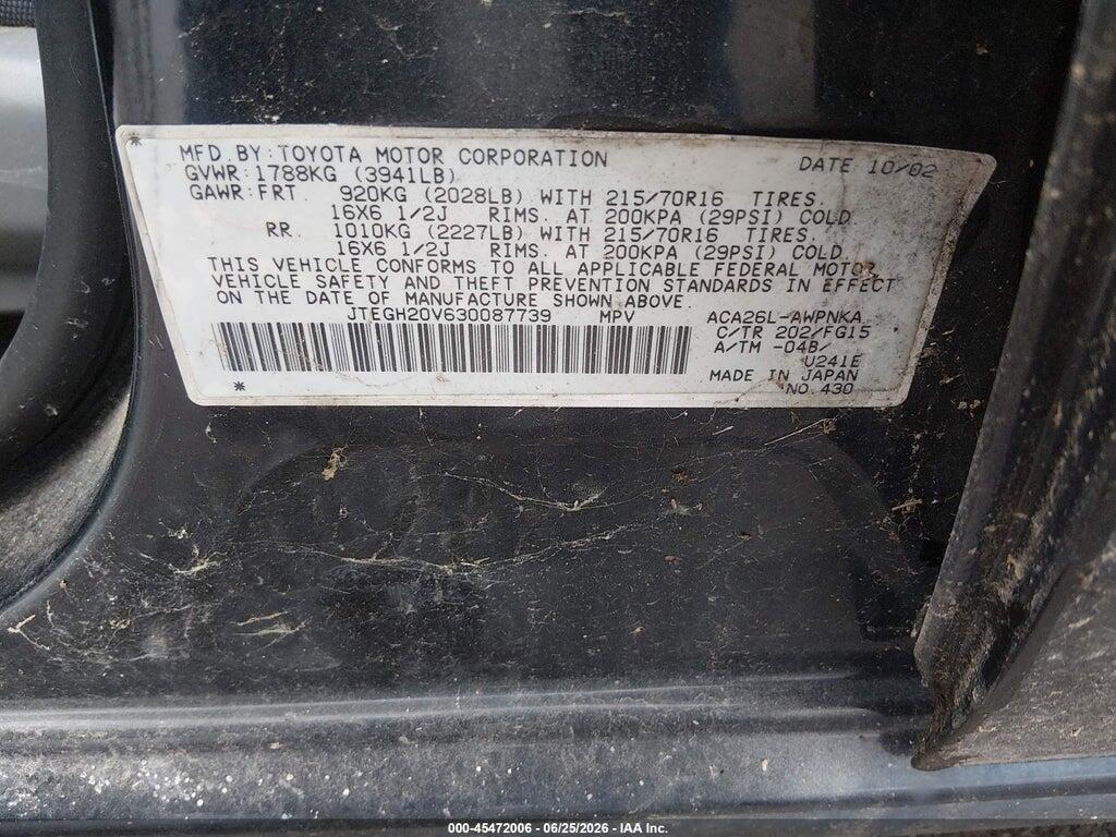 JTEGH20V630087739 2003 TOYOTA RAV4 photo no. 9