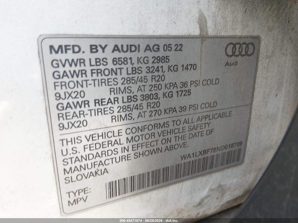 WA1LXBF79ND018709 2022 AUDI Q7 photo no. 9