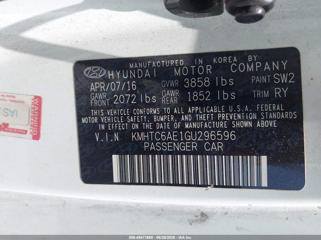 KMHTC6AE1GU296596 2016 HYUNDAI VELOSTER photo no. 9
