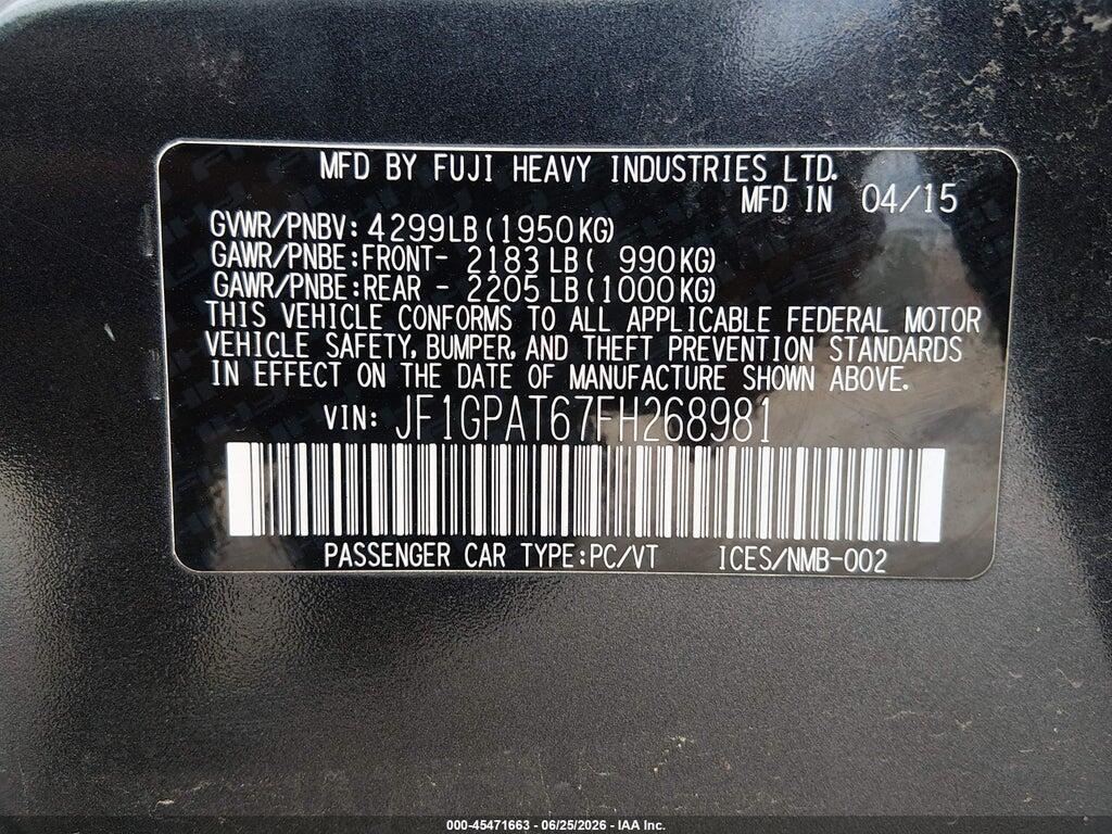 JF1GPAT67FH268981 2015 SUBARU IMPREZA photo no. 9