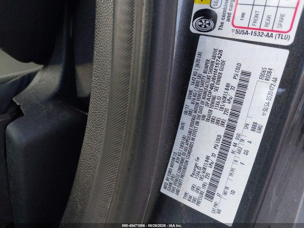 3FADP4BJ8HM157428 2017 FORD FIESTA photo no. 9