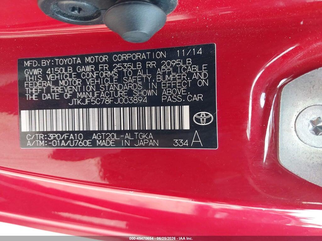 JTKJF5C78FJ003894 2015 SCION TC photo no. 9