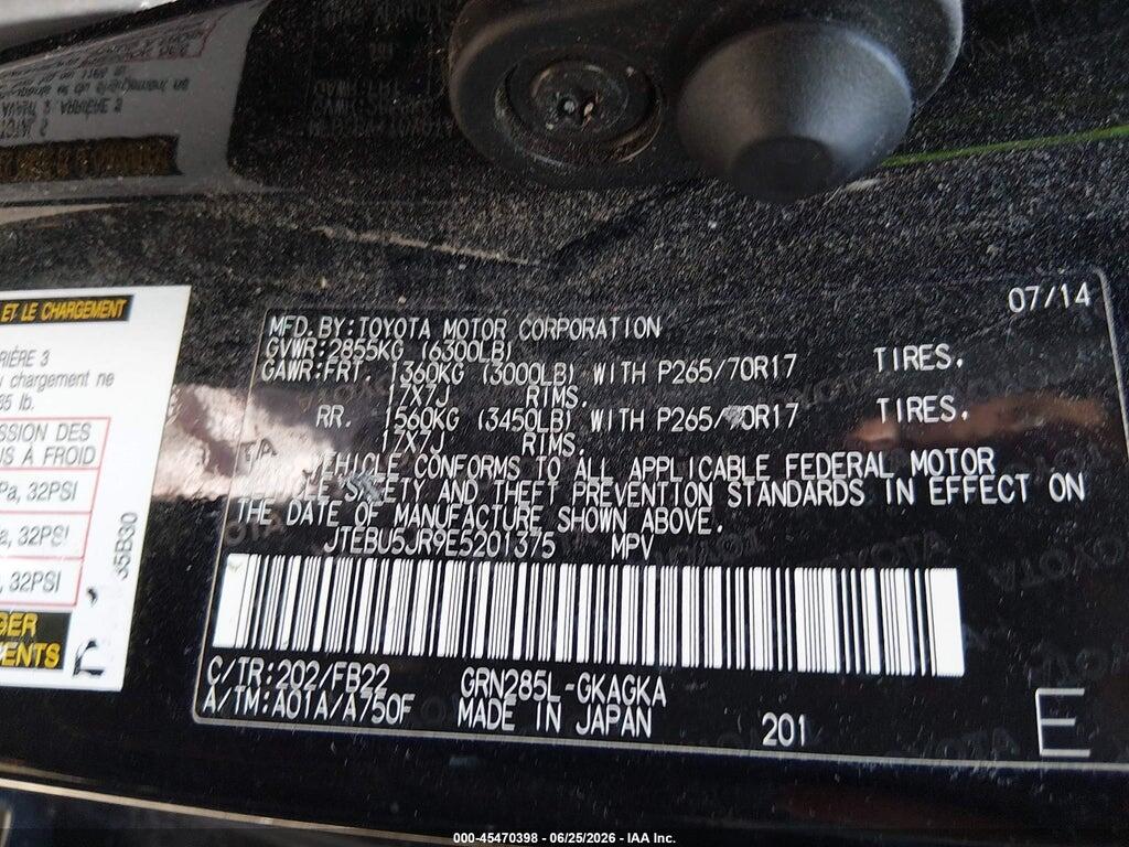 JTEBU5JR9E5201375 2014 TOYOTA 4RUNNER photo no. 9