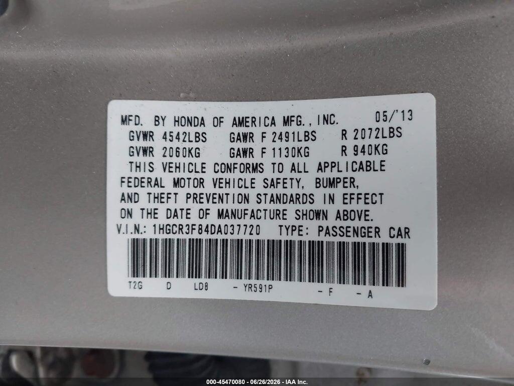 1HGCR3F84DA037720 2013 HONDA ACCORD photo no. 9
