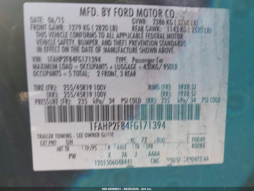 1FAHP2F84FG171394 2015 FORD TAURUS photo no. 9