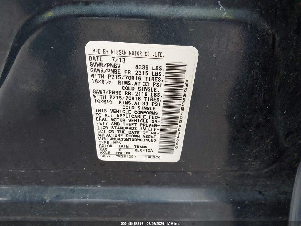JN8AS5MT0DW034060 2013 NISSAN ROGUE photo no. 9
