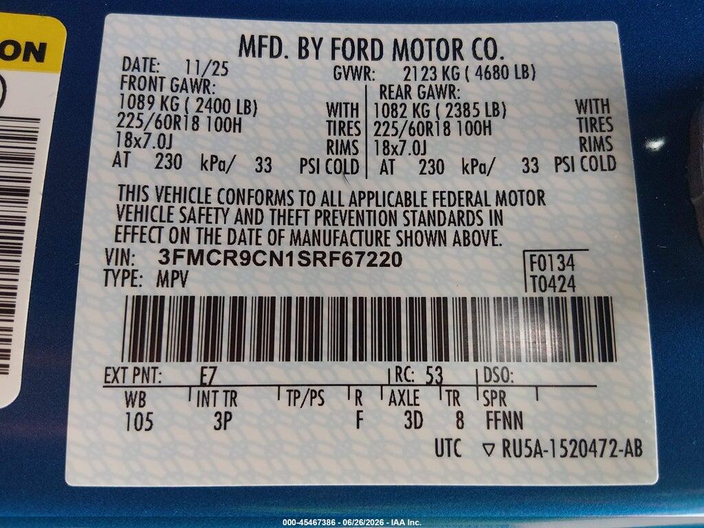 3FMCR9CN1SRF67220 2025 FORD BRONCO SPORT photo no. 9
