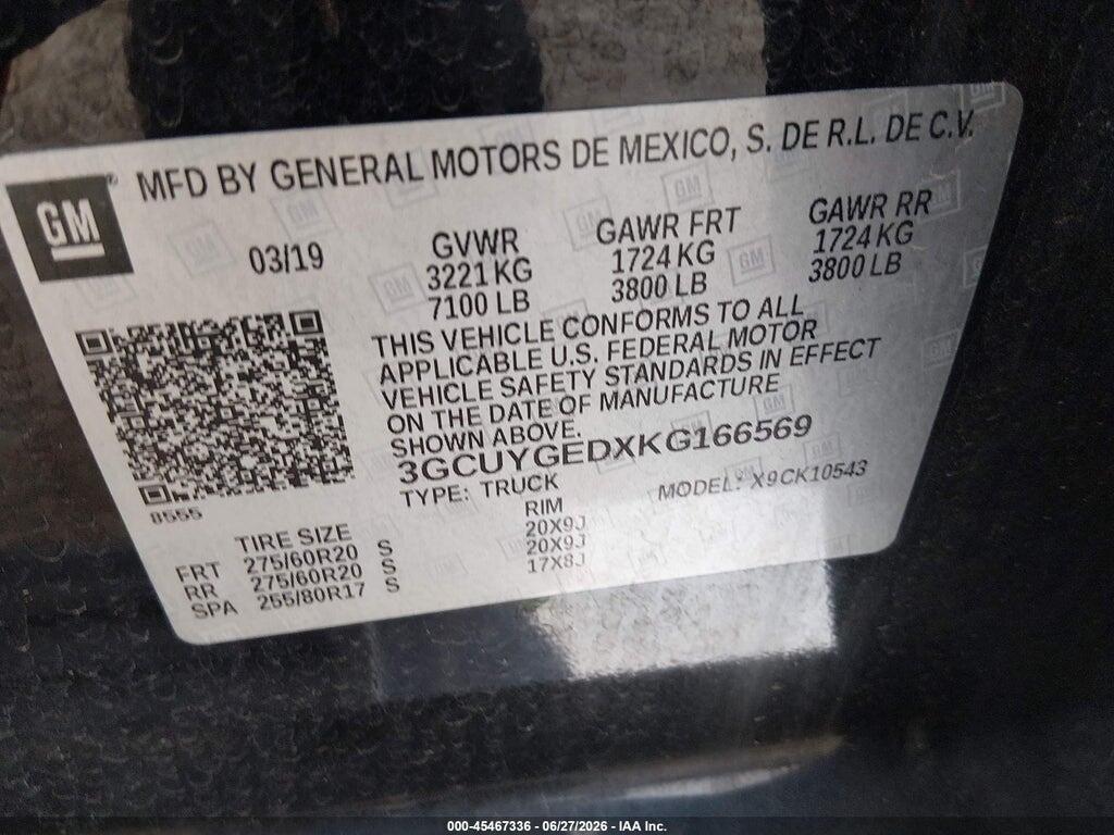 3GCUYGEDXKG166569 2019 CHEVROLET SILVERADO 1500 photo no. 9