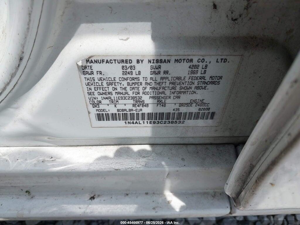 1N4AL11E93C238532 2003 NISSAN ALTIMA photo no. 9