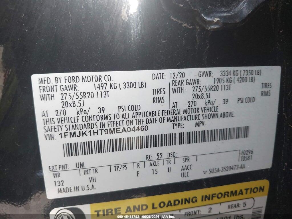 1FMJK1HT9MEA04460 2021 FORD EXPEDITION photo no. 9