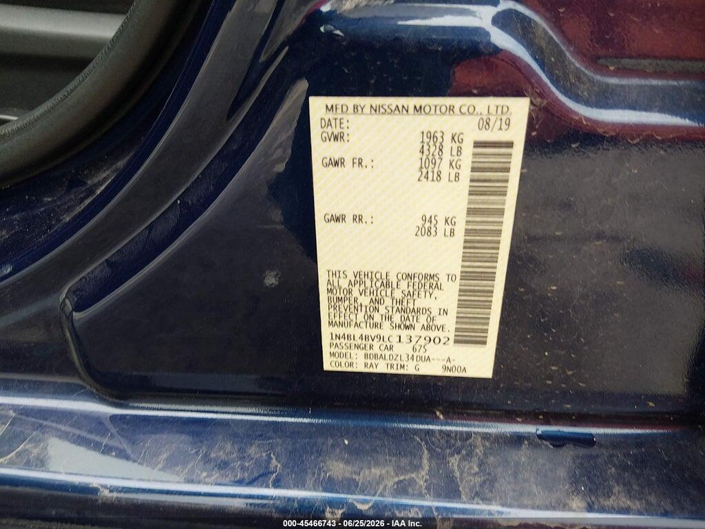 1N4BL4BV9LC137902 2020 NISSAN ALTIMA photo no. 9