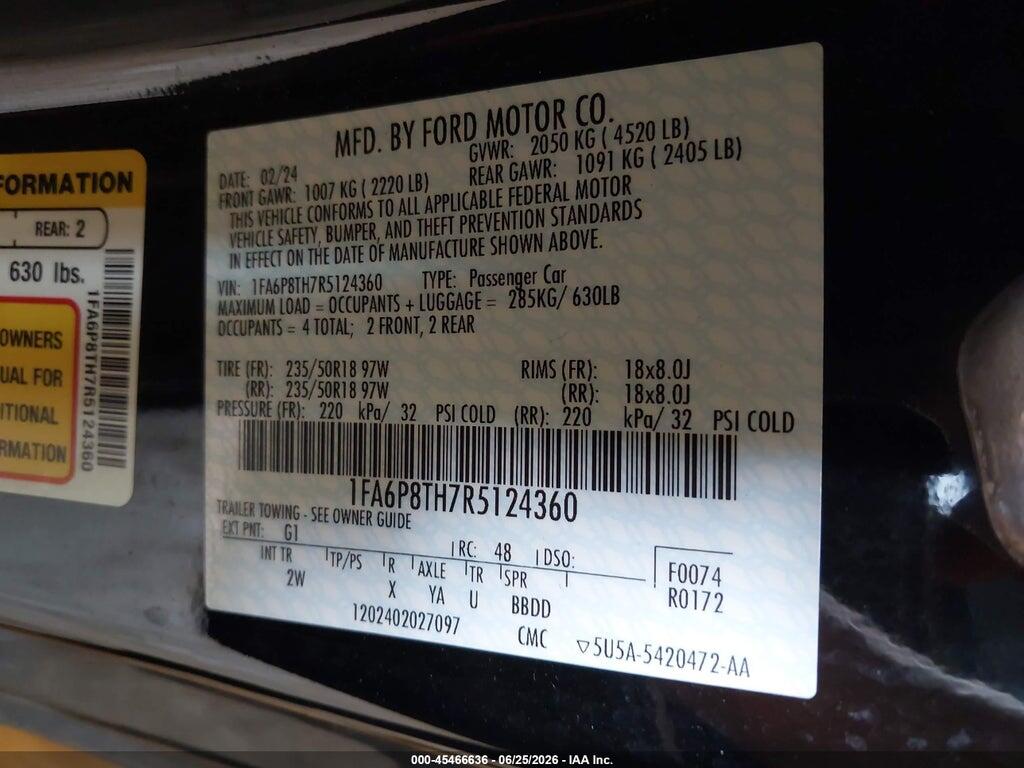 1FA6P8TH7R5124360 2024 FORD MUSTANG photo no. 9