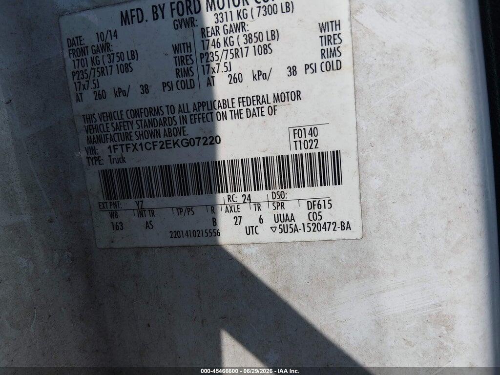 1FTFX1CF2EKG07220 2014 FORD F-150 photo no. 9