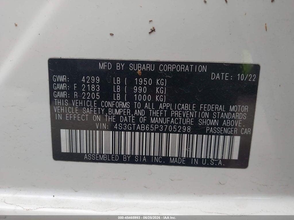 4S3GTAB65P3705298 2023 SUBARU IMPREZA photo no. 9