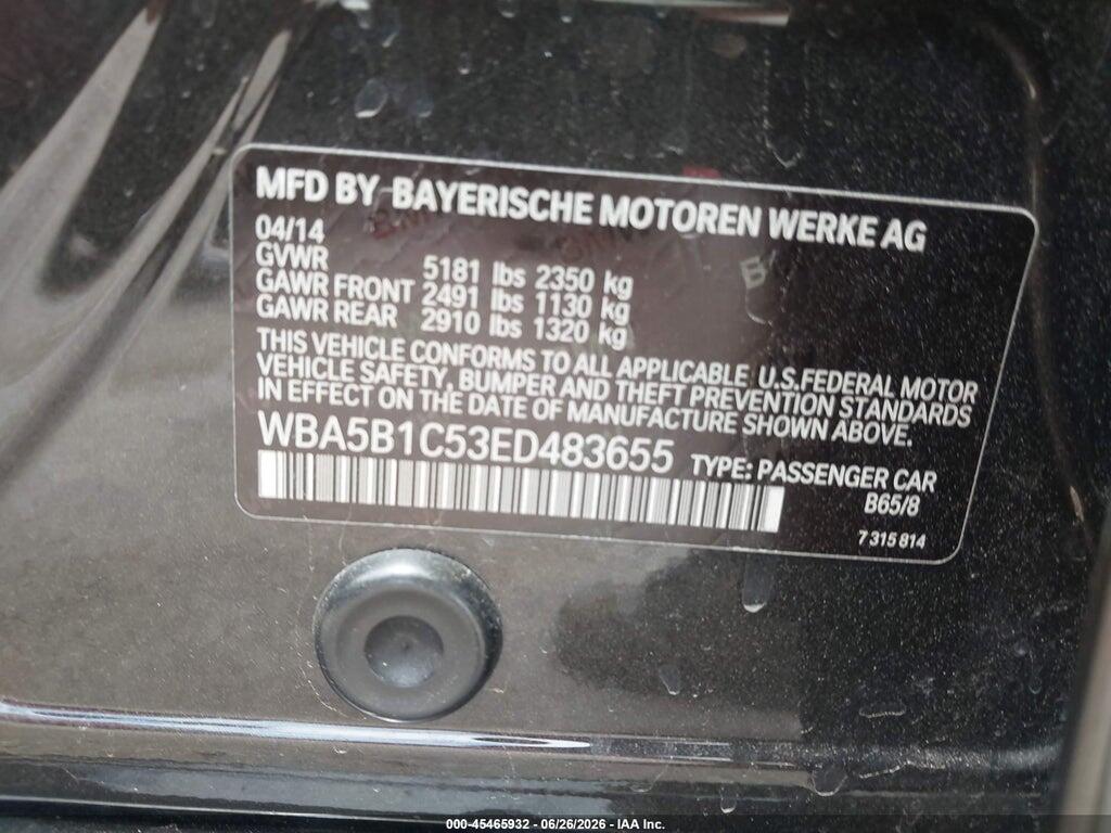 WBA5B1C53ED483655 2014 BMW 535I photo no. 9