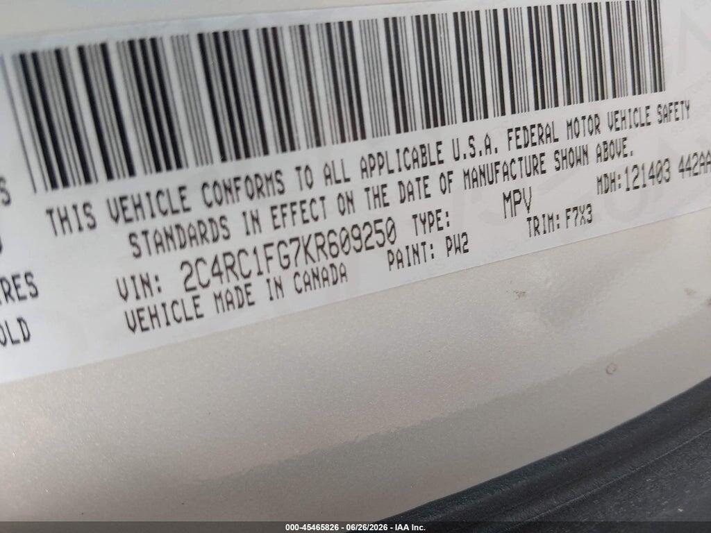 2C4RC1FG7KR609250 2019 CHRYSLER PACIFICA photo no. 9