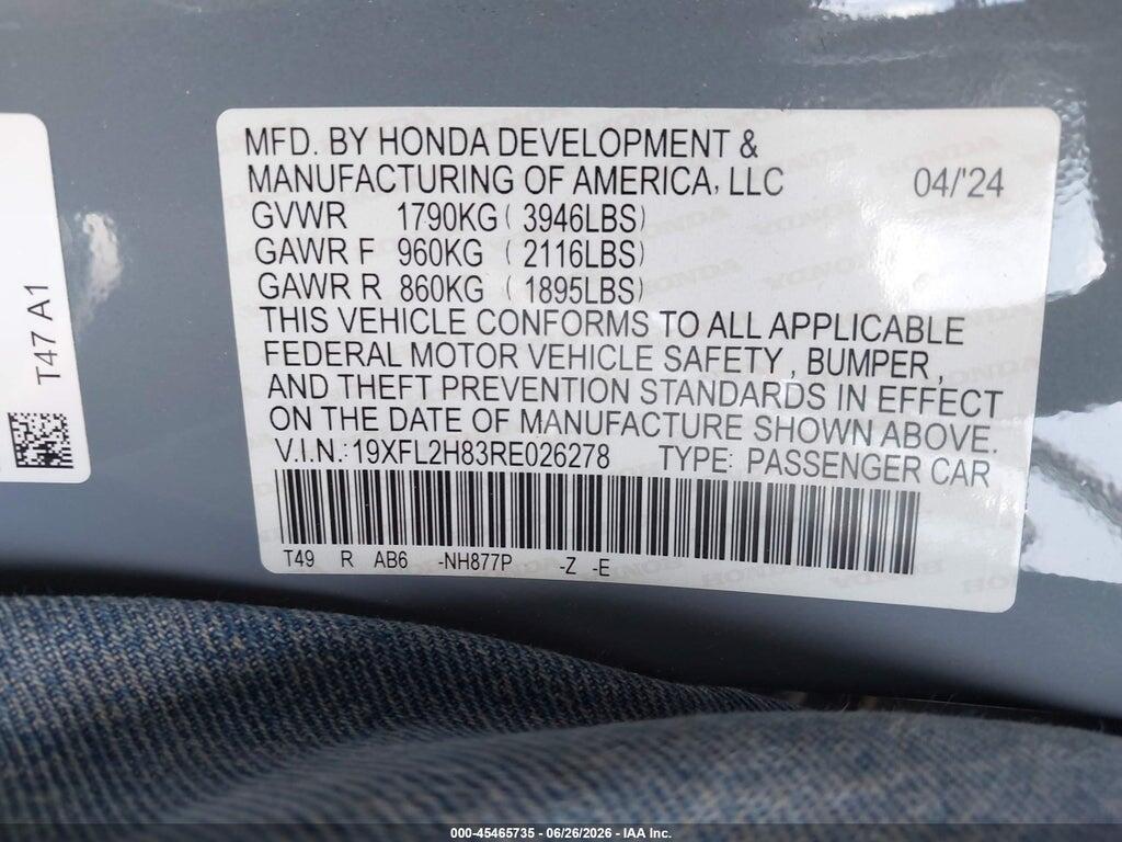19XFL2H83RE026278 2024 HONDA CIVIC photo no. 9