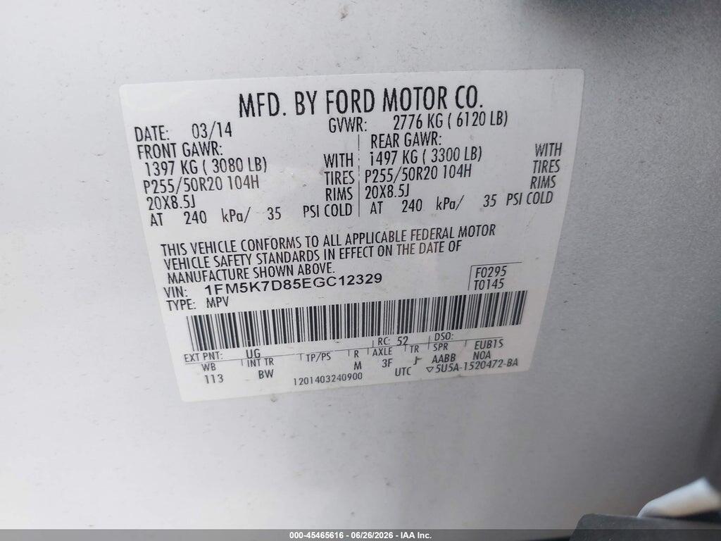 1FM5K7D85EGC12329 2014 FORD EXPLORER photo no. 9