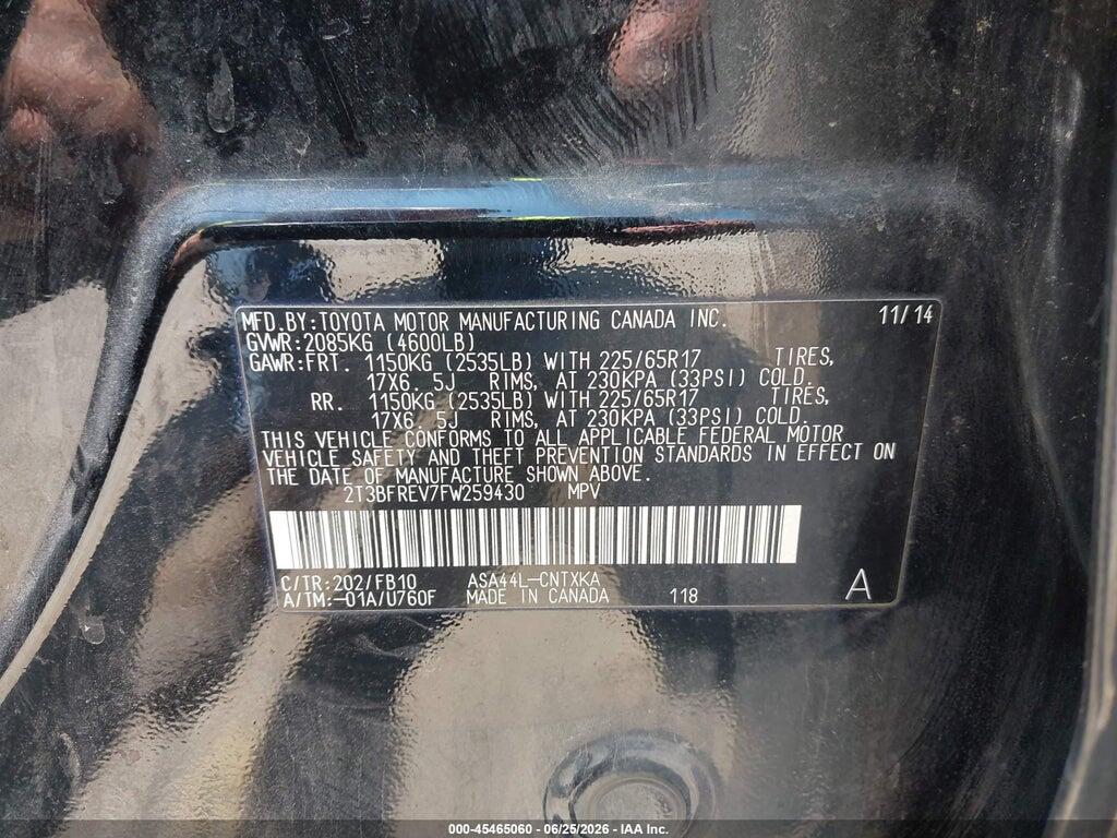 2T3BFREV7FW259430 2015 TOYOTA RAV4 photo no. 9