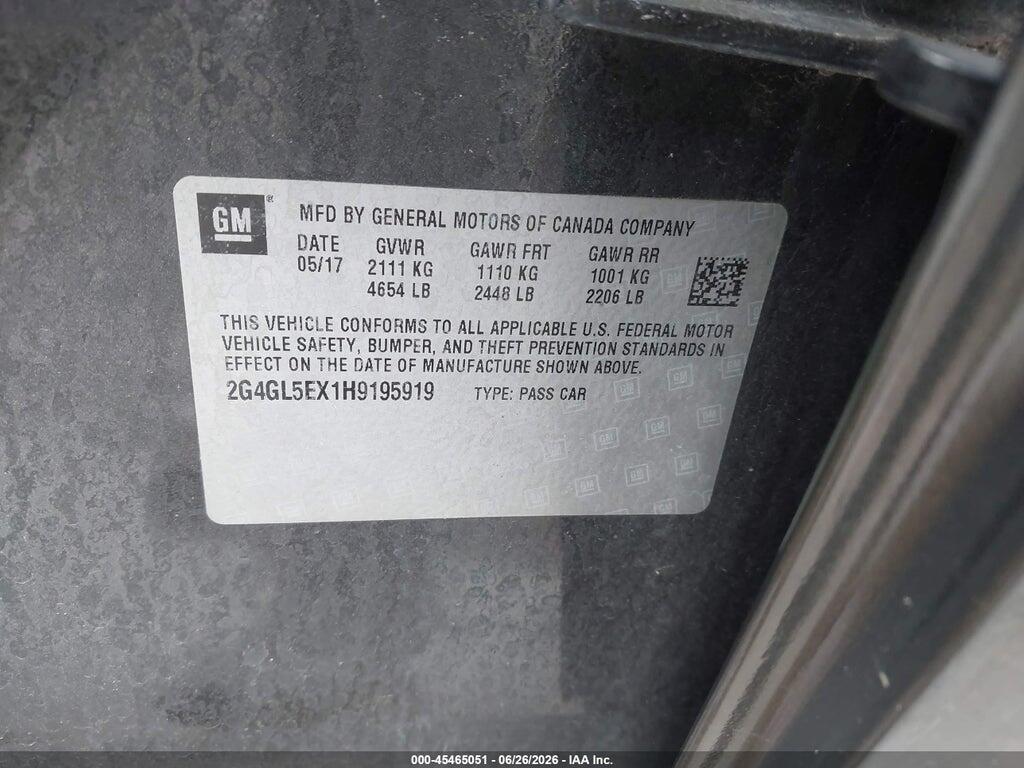2G4GL5EX1H9195919 2017 BUICK REGAL photo no. 9