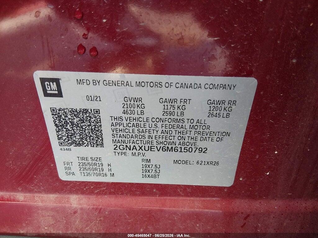 2GNAXUEV6M6150792 2021 CHEVROLET EQUINOX photo no. 9