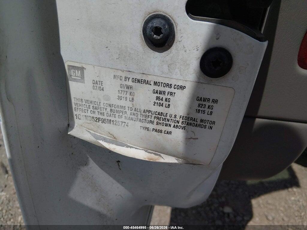 1G1ND52F95M125774 2005 CHEVROLET CLASSIC photo no. 9