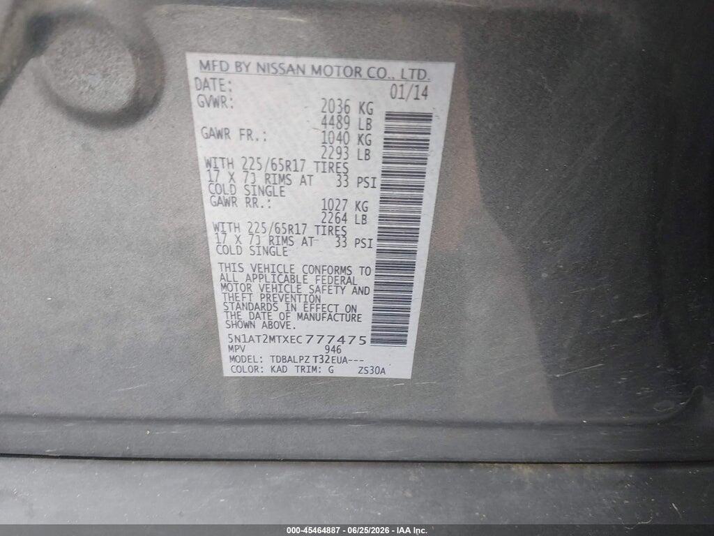 5N1AT2MTXEC777475 2014 NISSAN ROGUE photo no. 9
