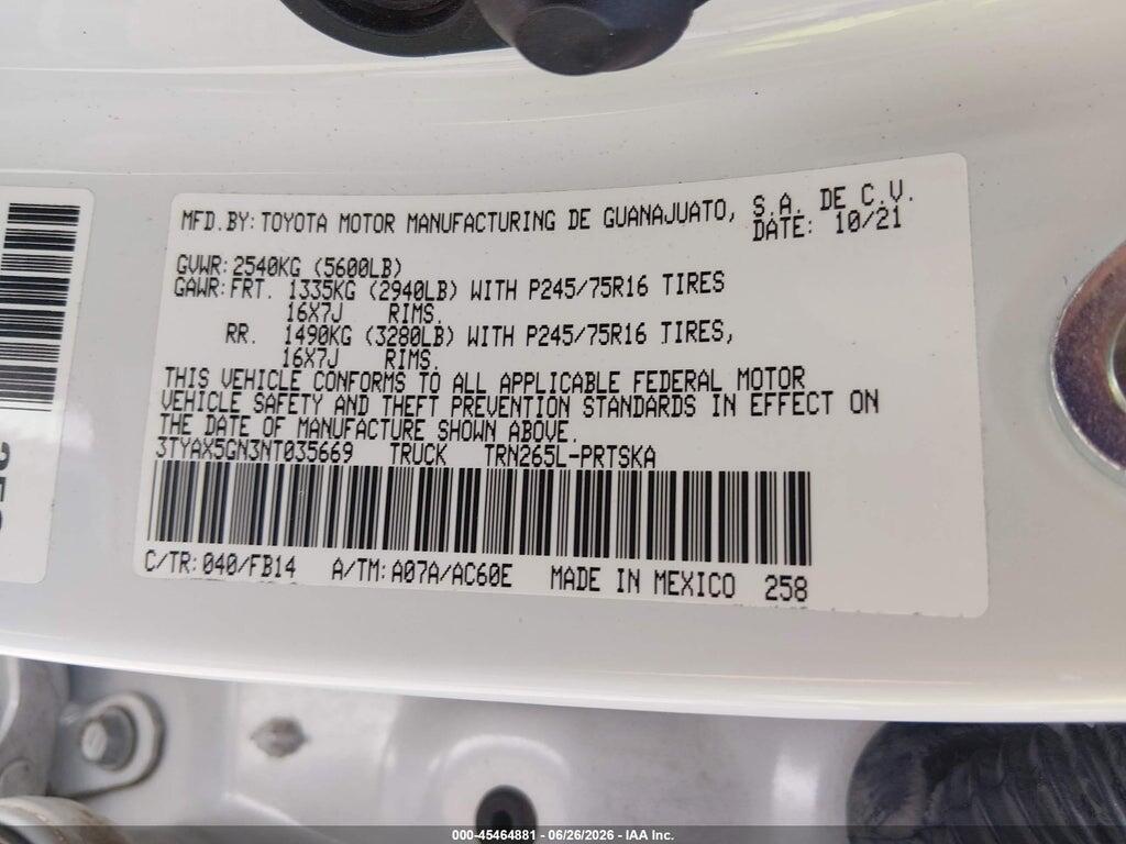 3TYAX5GN3NT035669 2022 TOYOTA TACOMA photo no. 9