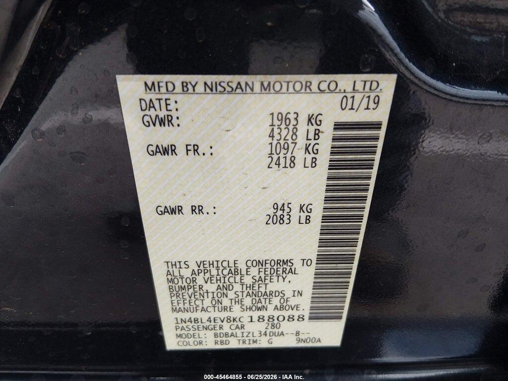 1N4BL4EV8KC188088 2019 NISSAN ALTIMA photo no. 9