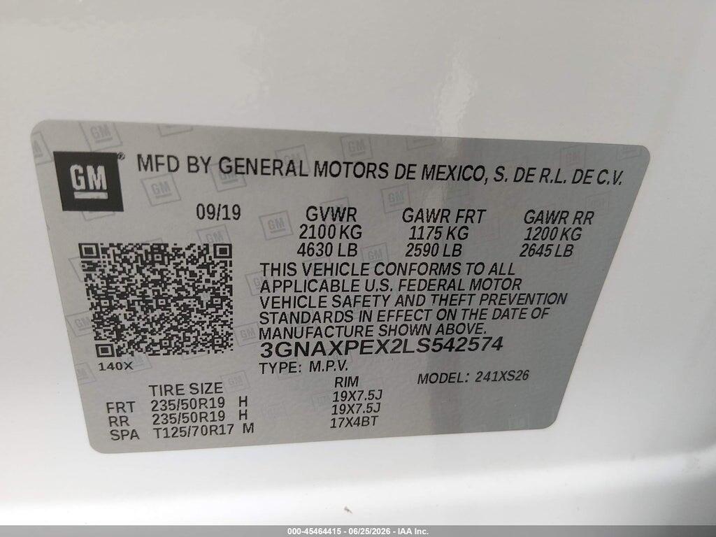 3GNAXPEX2LS542574 2020 CHEVROLET EQUINOX photo no. 9