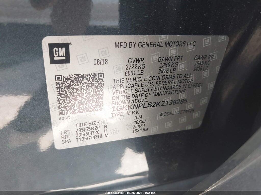 1GKKNPLS2KZ138285 2019 GMC ACADIA photo no. 9