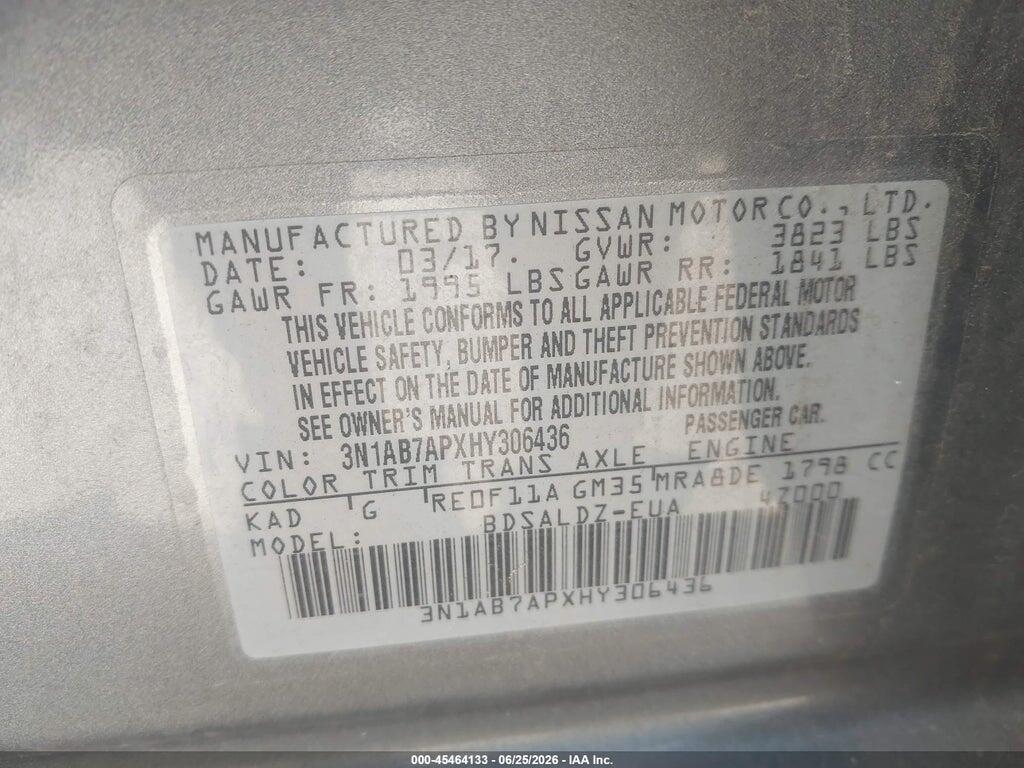 3N1AB7APXHY306436 2017 NISSAN SENTRA photo no. 9