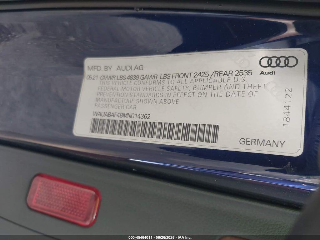WAUABAF48MN014362 2021 AUDI A4 photo no. 9