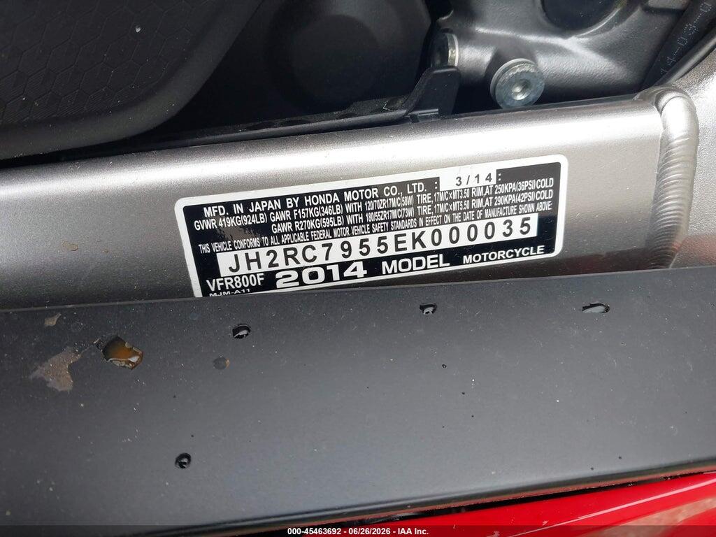JH2RC7955EK000035 2014 HONDA VFR800 photo no. 10