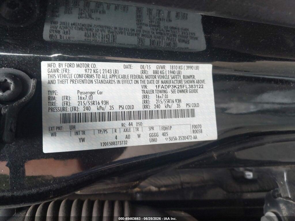 1FADP3K25FL383122 2015 FORD FOCUS photo no. 9
