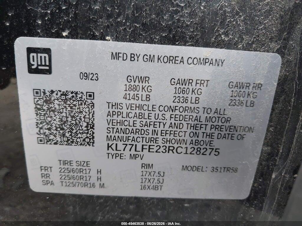 KL77LFE23RC128275 2024 CHEVROLET TRAX photo no. 9