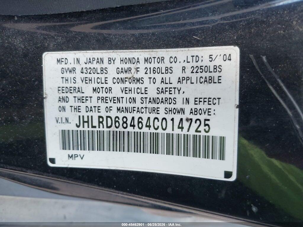 JHLRD68464C014725 2004 HONDA CR-V photo no. 9