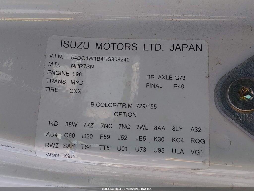 54DC4W1B4HS808240 2017 ISUZU NPR HD GAS REG photo no. 8