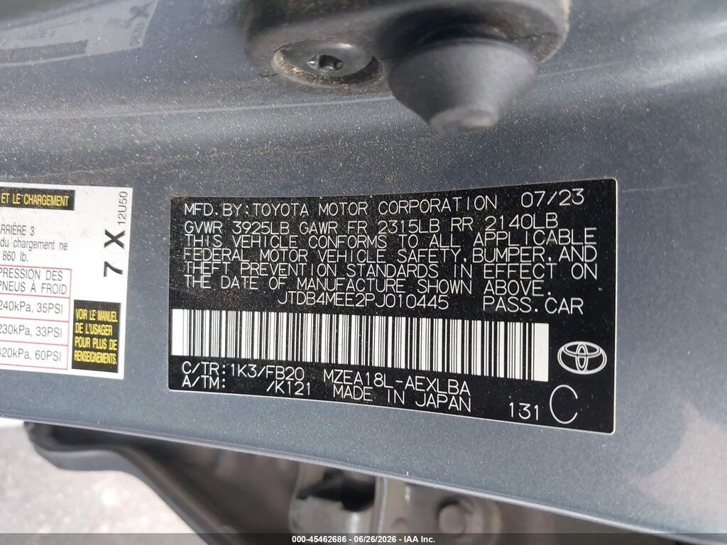 JTDB4MEE2PJ010445 2023 TOYOTA COROLLA photo no. 9