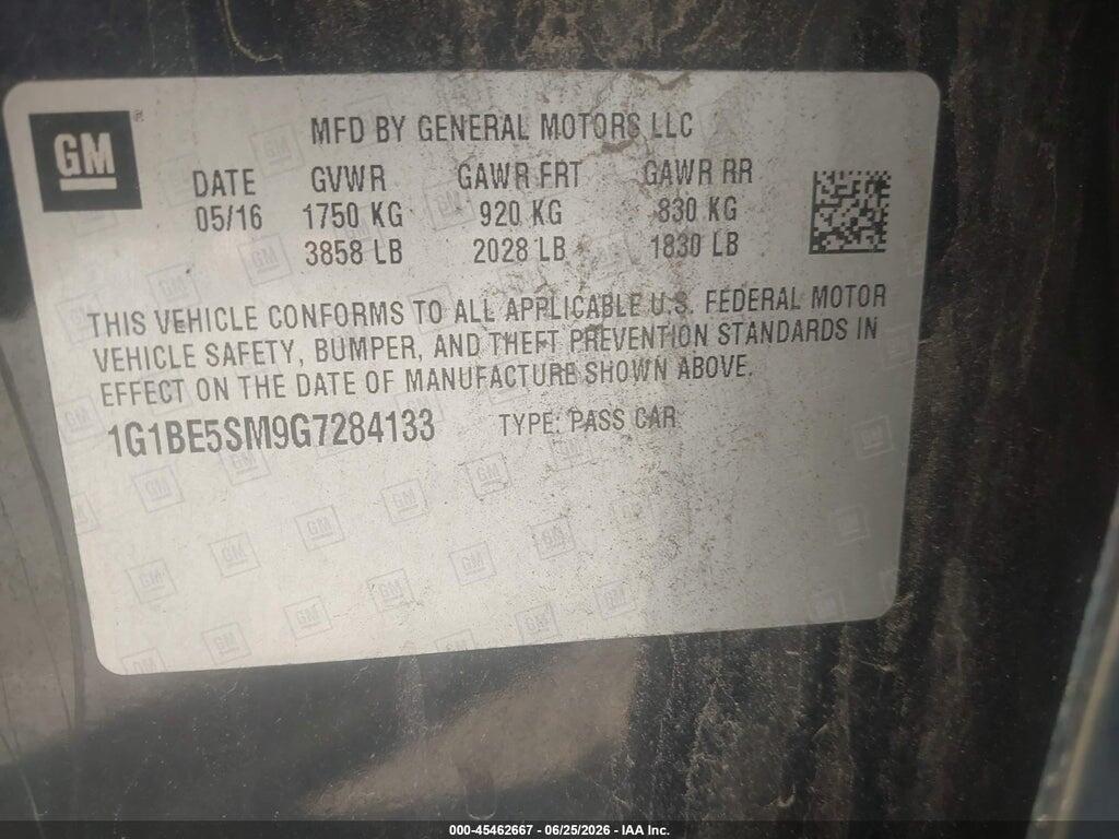 1G1BE5SM9G7284133 2016 CHEVROLET CRUZE photo no. 9