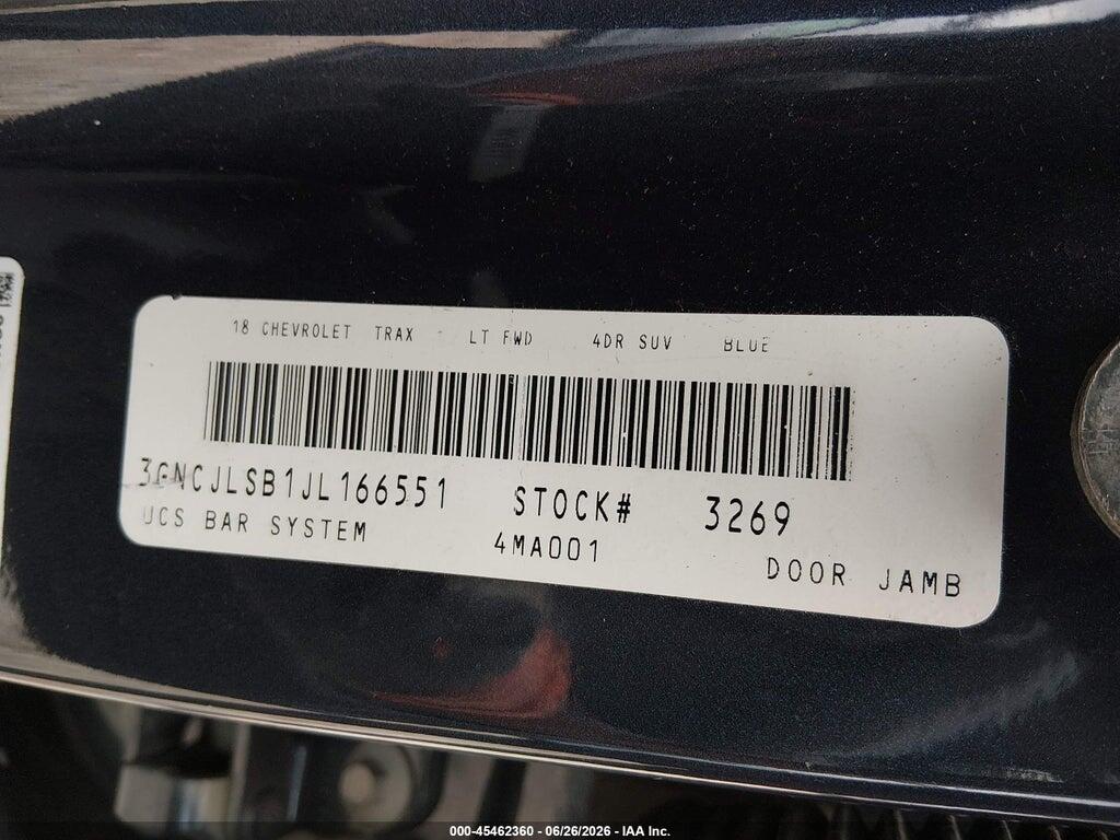 3GNCJLSB1JL166551 2018 CHEVROLET TRAX photo no. 9