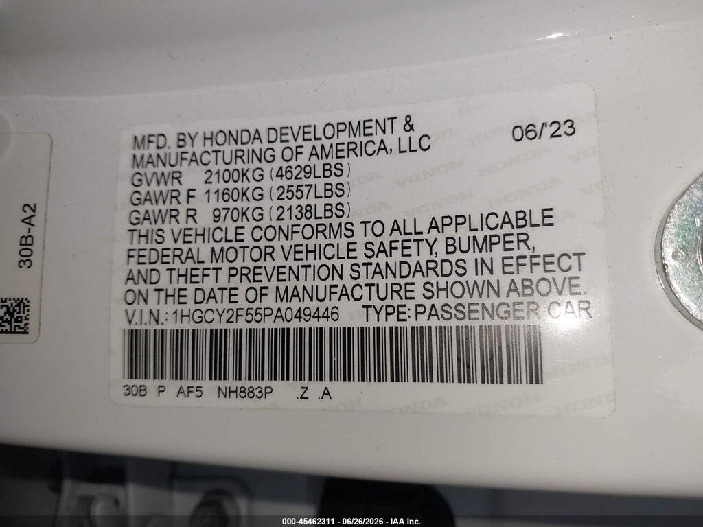 1HGCY2F55PA049446 2023 HONDA ACCORD HYBRID photo no. 9