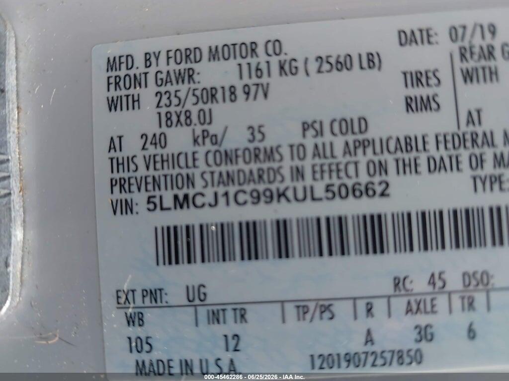 5LMCJ1C99KUL50662 2019 LINCOLN MKC photo no. 9