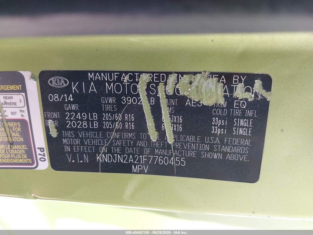 KNDJN2A21F7760455 2015 KIA SOUL photo no. 9