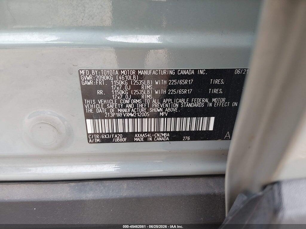 2T3P1RFVXMW212005 2021 TOYOTA RAV4 photo no. 9