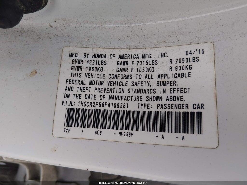 1HGCR2F58FA159581 2015 HONDA ACCORD photo no. 9