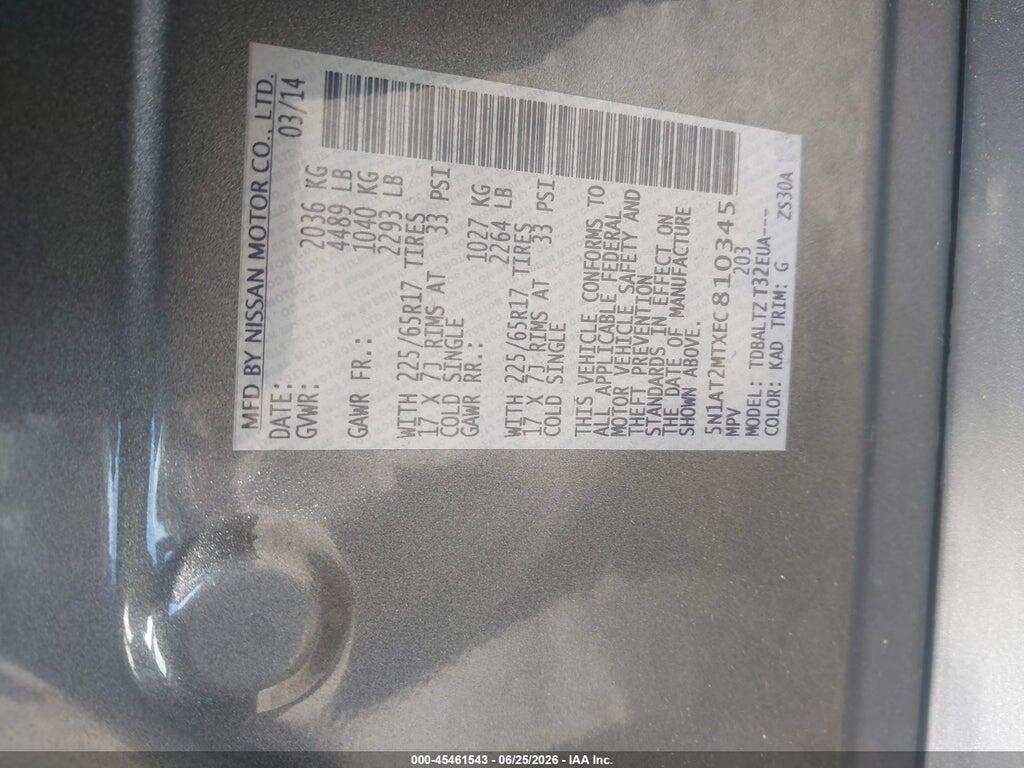 5N1AT2MTXEC810345 2014 NISSAN ROGUE photo no. 9