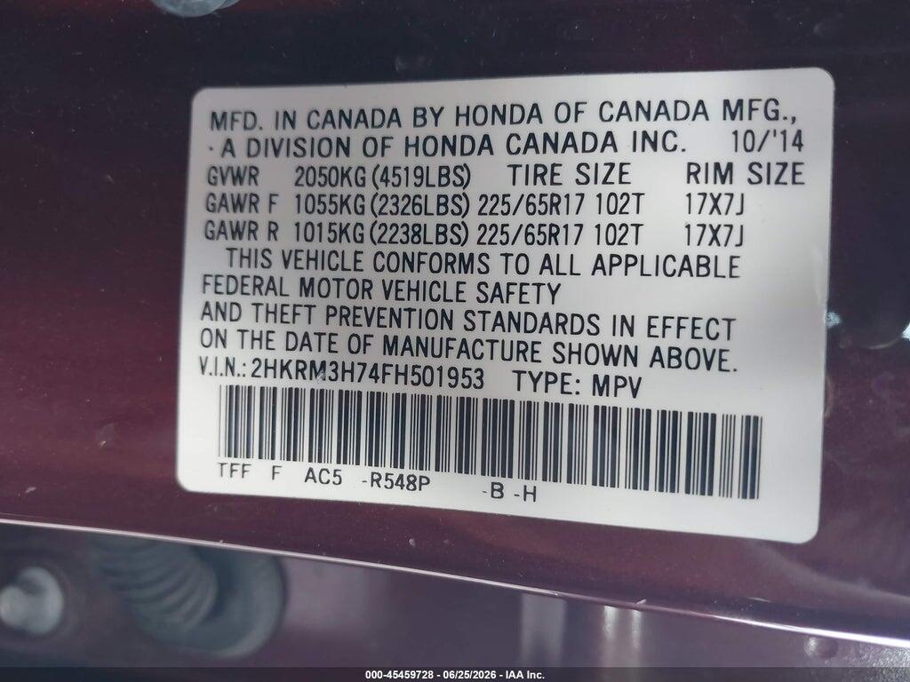 2HKRM3H74FH501953 2015 HONDA CR-V photo no. 9